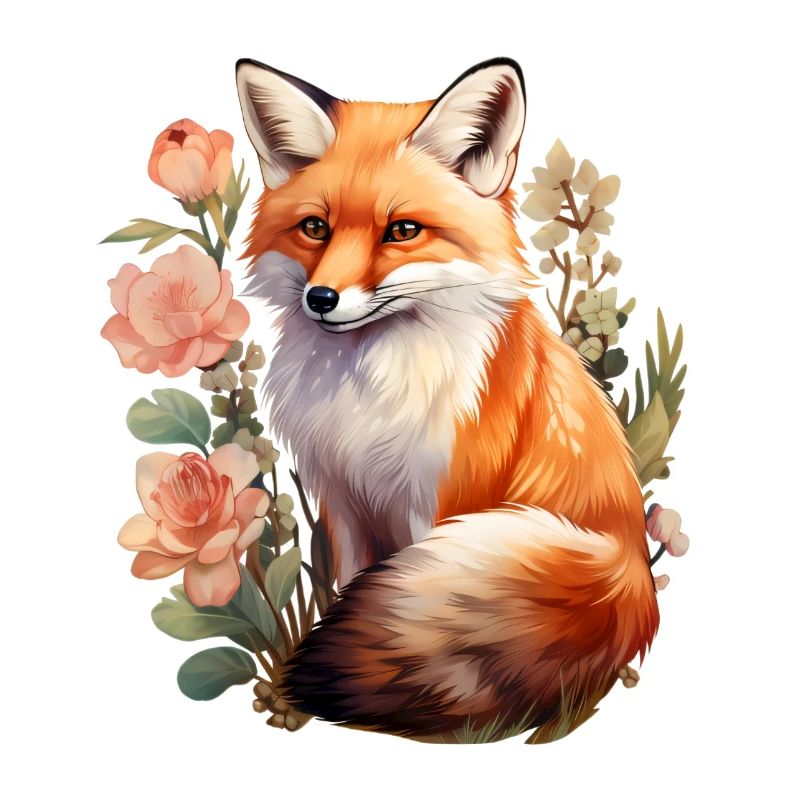 Renard parmi les fleurs
