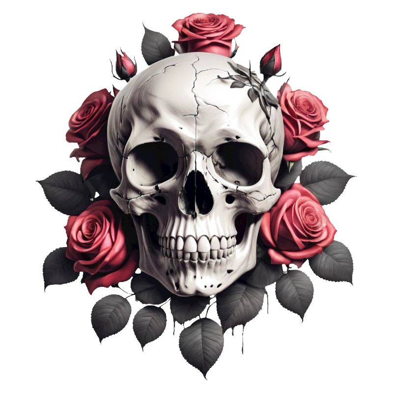 skull with roses