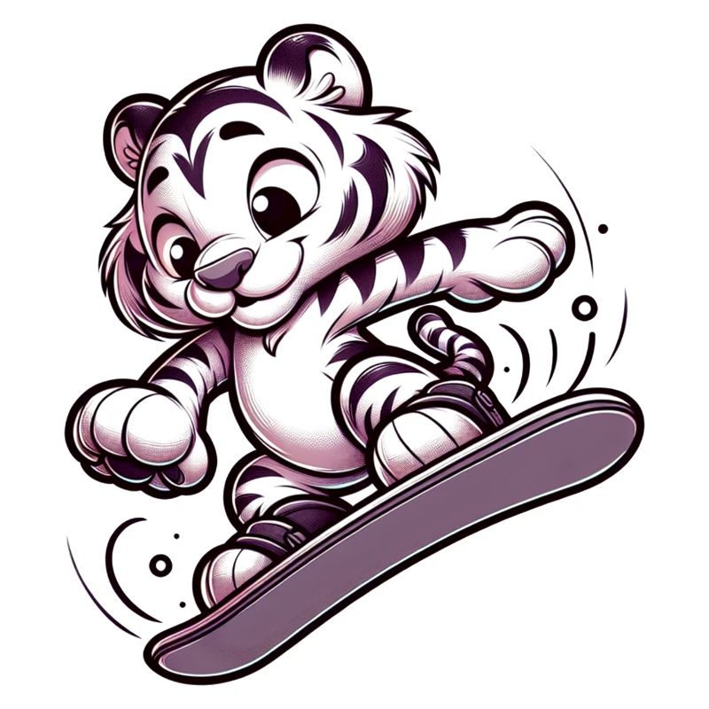 Tigre snowboarder mignon