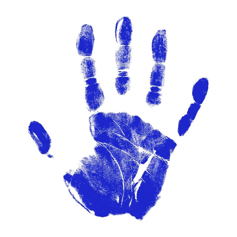 Empreinte de main peinte identité doigts et paume bleu