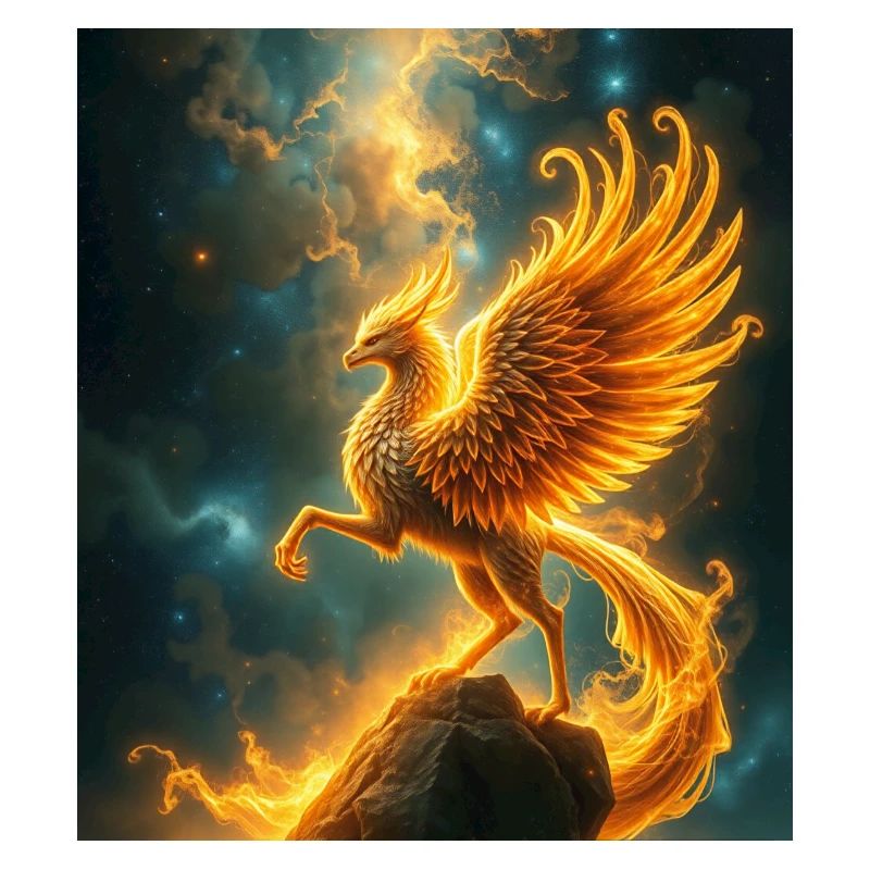 Fire Phoenix in the Star Nebula