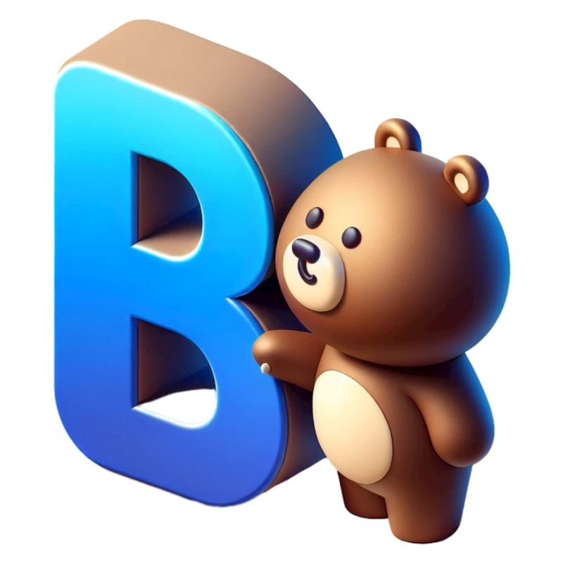 Niedlicher Bär mit leuchtendem Buchstaben B