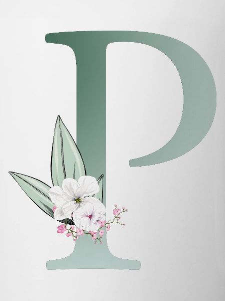 P Monogram, Floral, Customizable