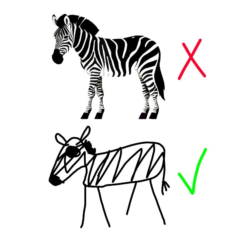 Zebra Contrast - Haute qualité vs zèbre dessiné à la main