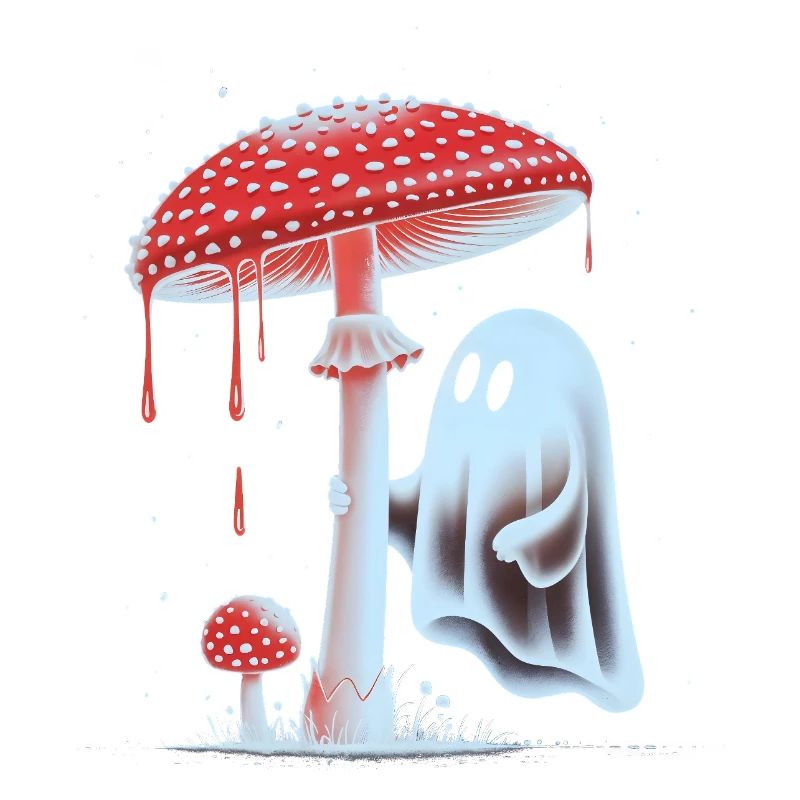 Fantôme effrayant avec champignon rouge sanglant
