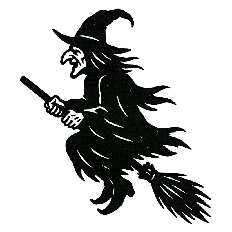 Halloween Witch on Broom Silhouette