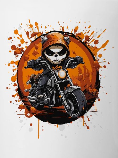 Skeleton bikers in a Halloween frenzy