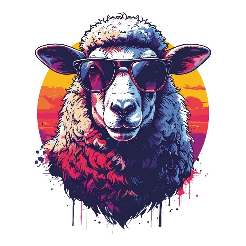 Cooles Retro-Schaf mit Brille