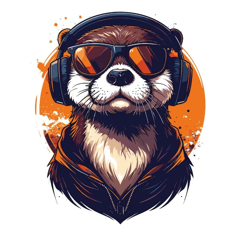 Locker drauf: Otter mit Kopfhörern
