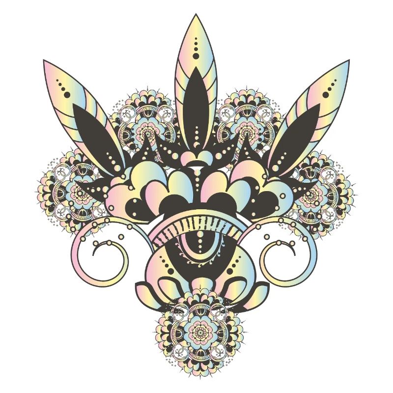Pastel Mehndi Ornament with Fine Floral Pattern