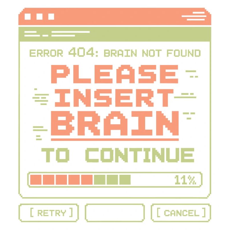 Fehler 404: Gehirn nicht gefunden, Pixeldesign