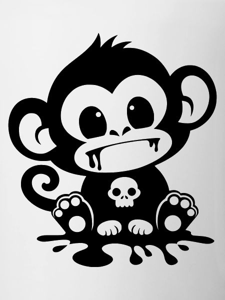 Singe Effrayant avec un Crâne