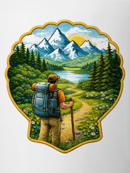 Jakobsweg Patch mit Jakobsmuschel 