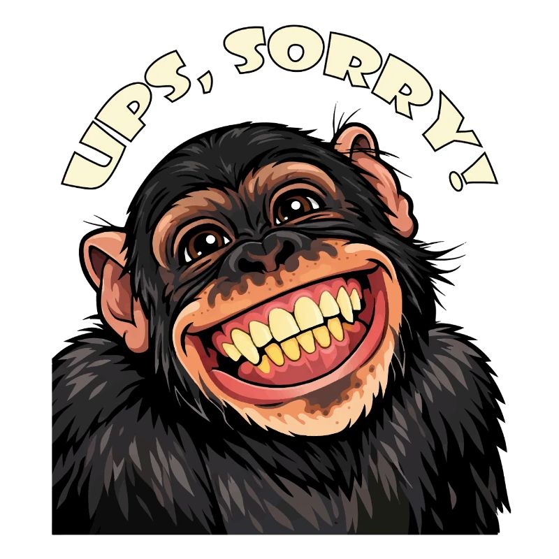 Oops, sorry! Funny Grinning Cartoon Monkey