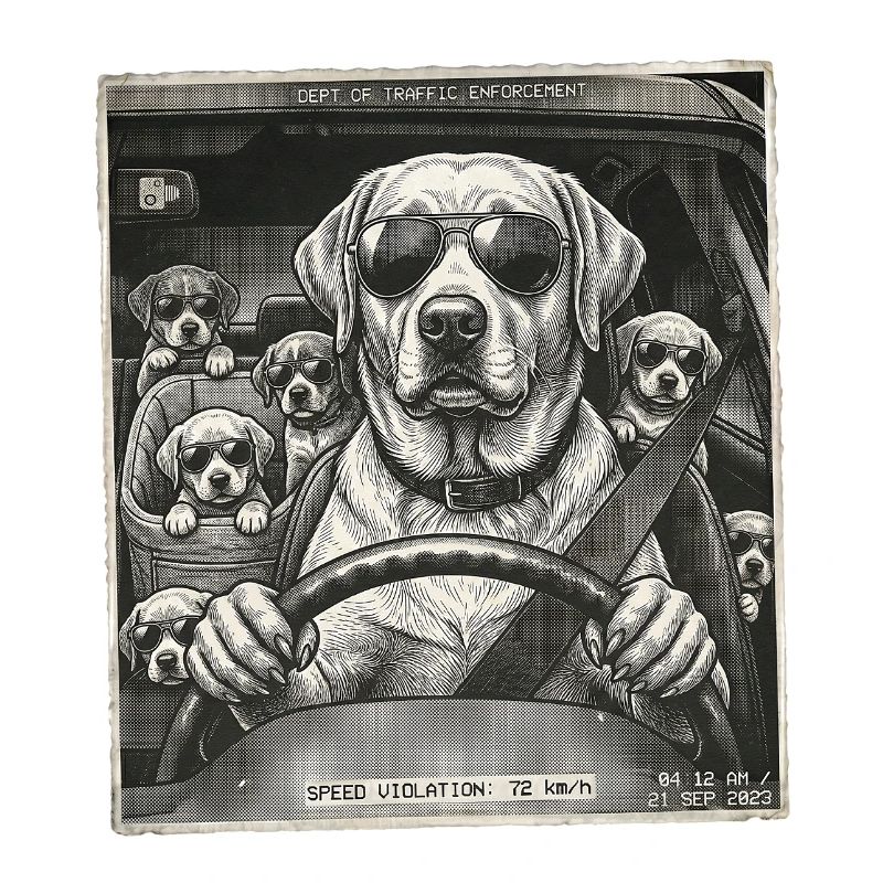 Famille de chiens flashés
