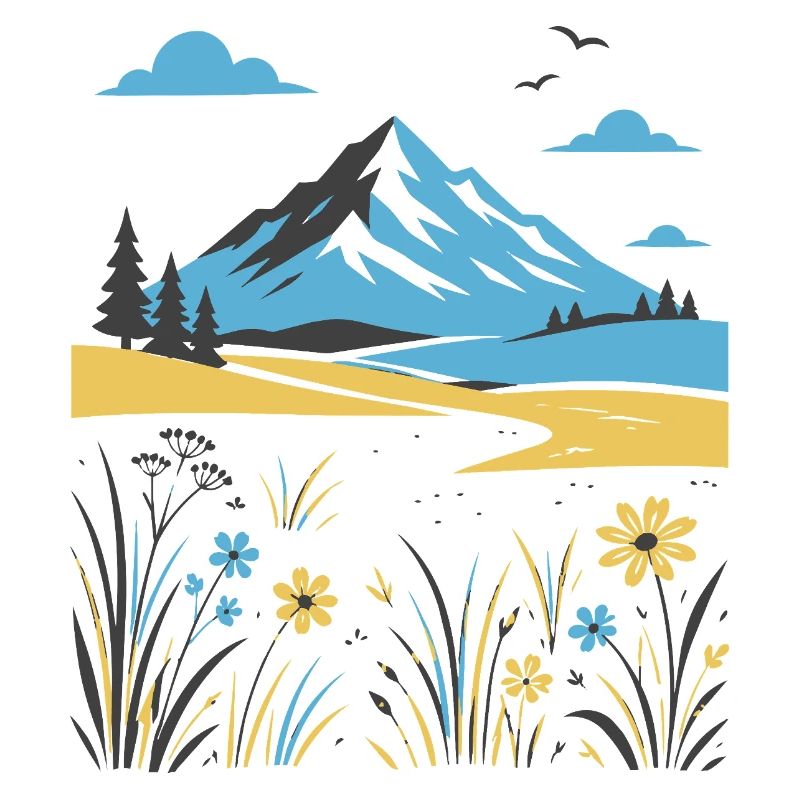 Berglandschaft mit Blütenwiesen