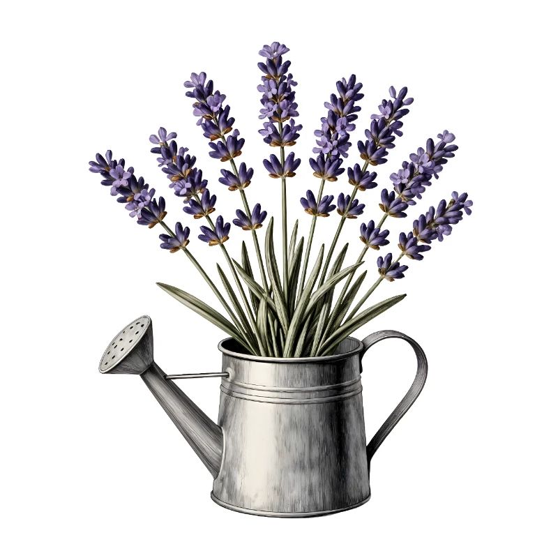 Lavender in a watering can