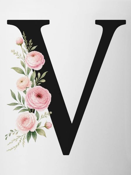 V Buchstabe Monogram Floral
