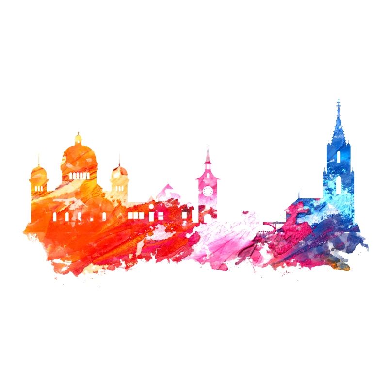 Bern Bunt Skyline Geschenkidee Poster