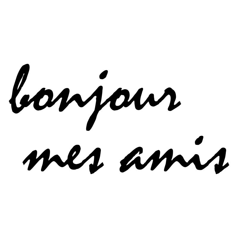 bonjour mes amis Hallo meine Freunde Typografie