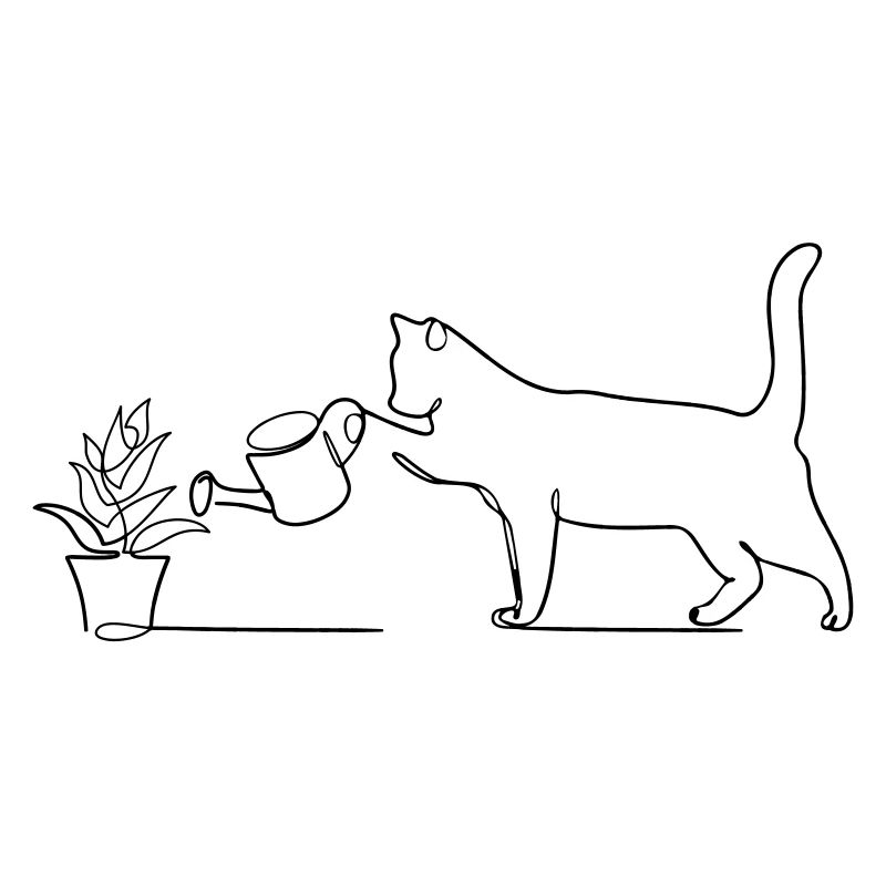 Cat pours flower