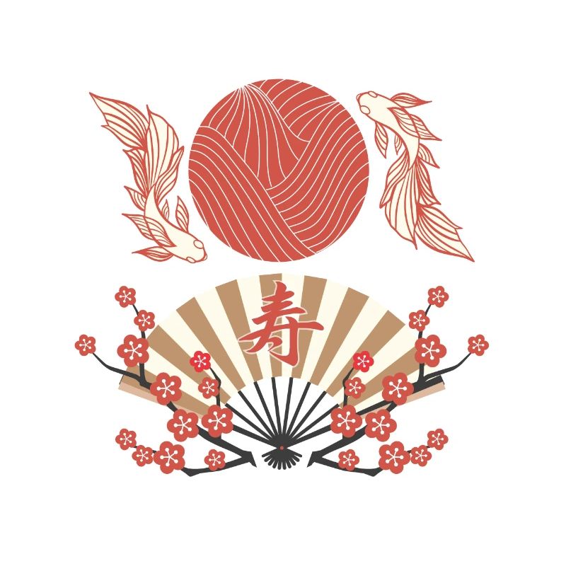 Japanischer Fächer mit KOI Fischen