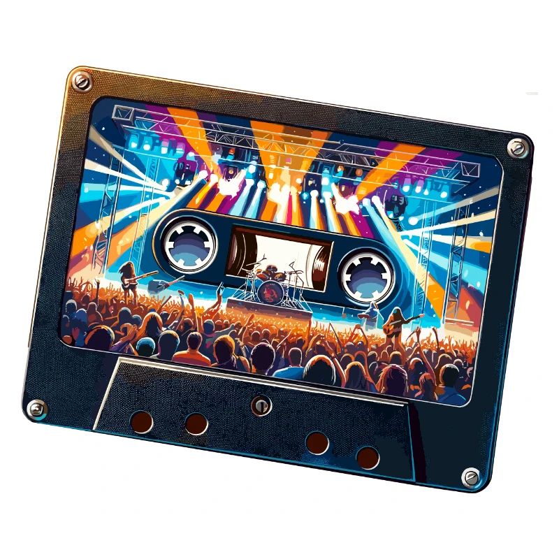 Cassette vintage avec représentation de concert