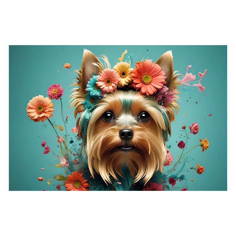 Yorkshire Terrier mit Blumen