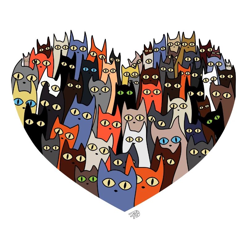 Conception de cœur avec des chats mignons