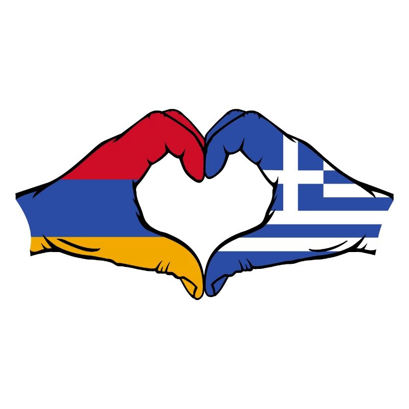 Armenia Greece Flag Hands Heart Shape