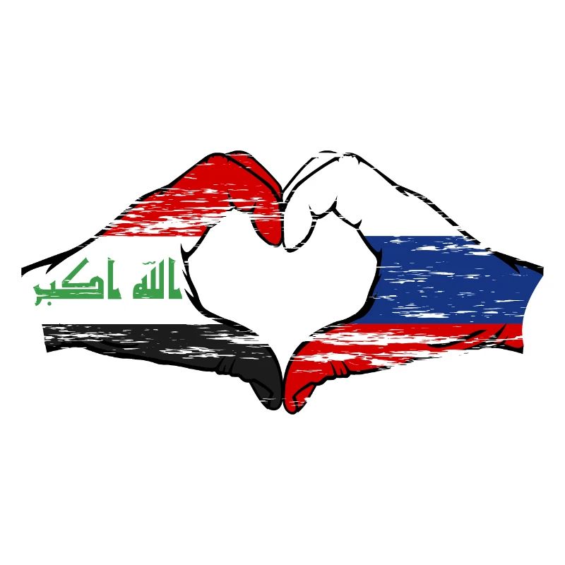 Irak Russie Drapeau Mains Coeur Forme De Coeur