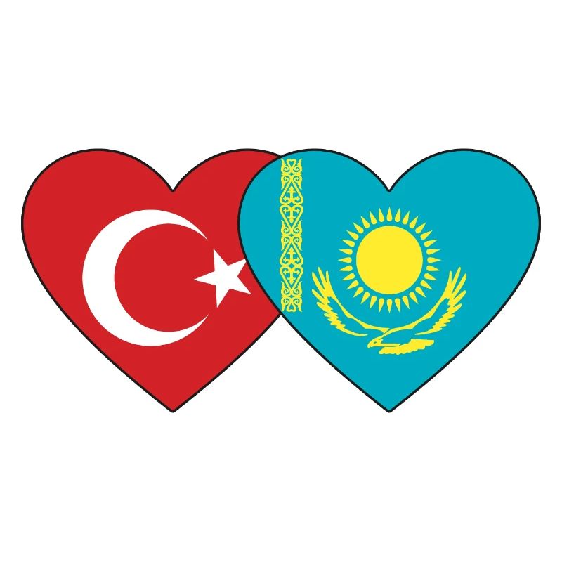 Turquie Kazakhstan Drapeau Coeur