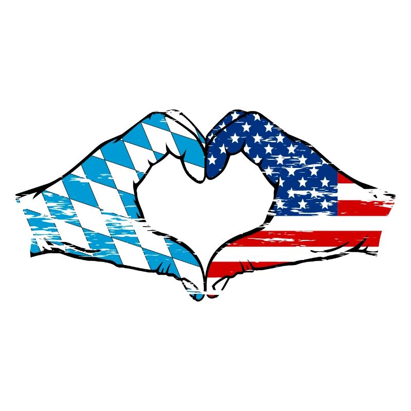 Bavière, USA, Drapeau, Mains, Forme de coeur Utilisé