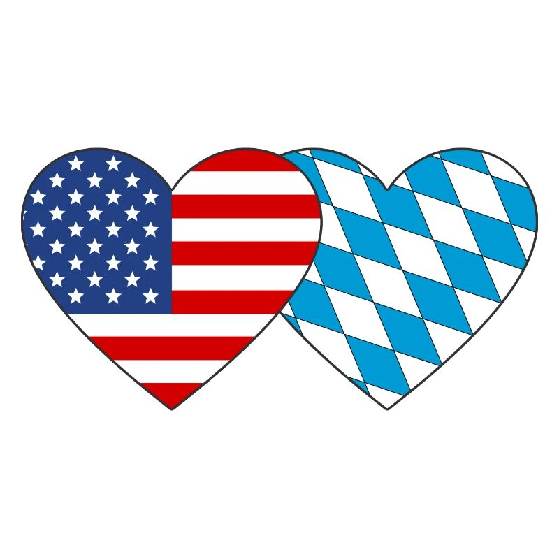 Amérique Bavière Drapeau Coeur