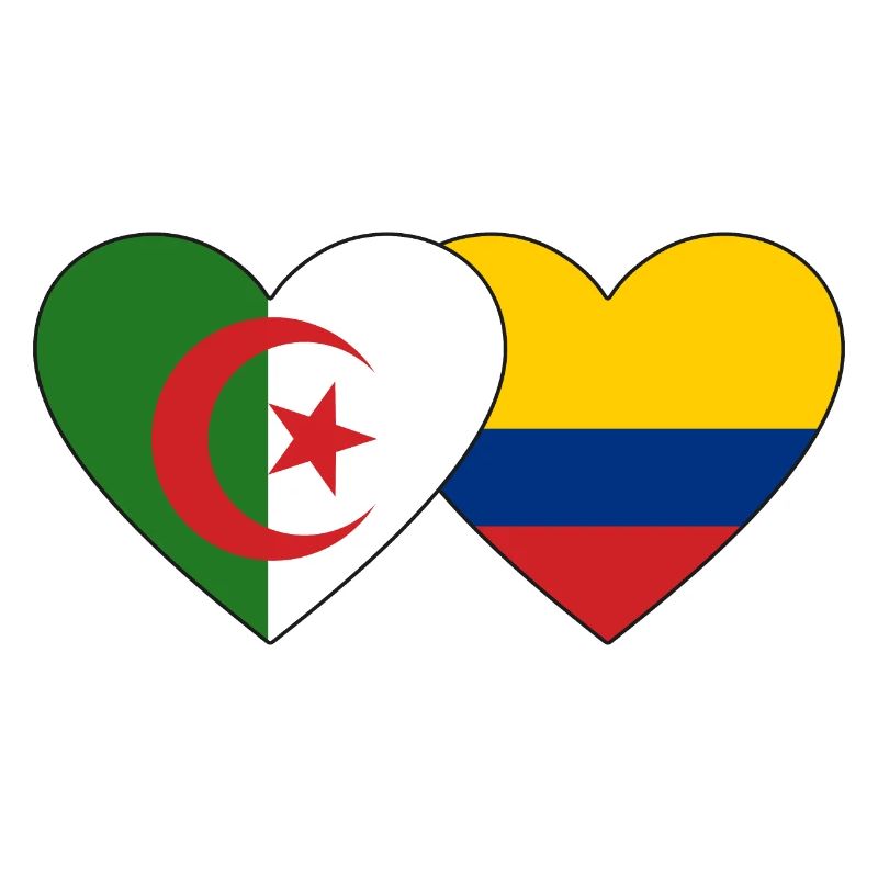 Algérie Colombie Drapeau Coeur