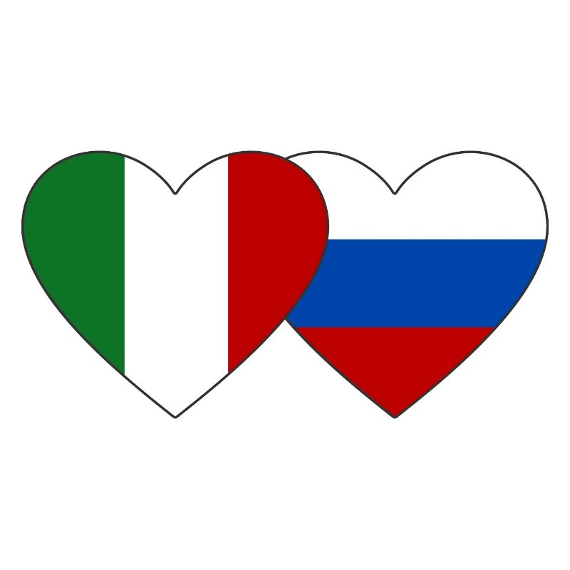 Italie Russie Drapeau Coeur