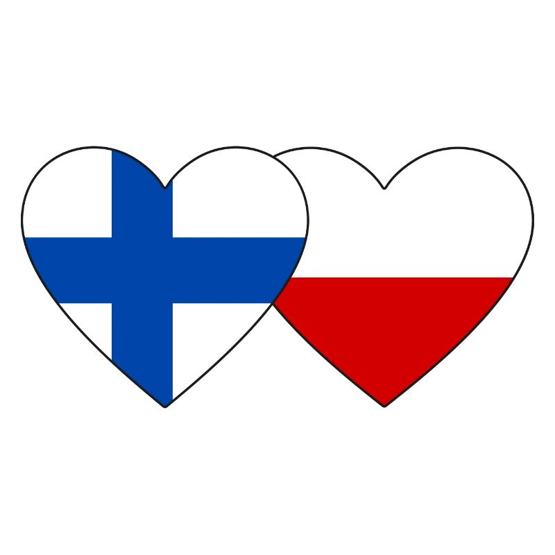 Finlande Pologne Drapeau Coeur