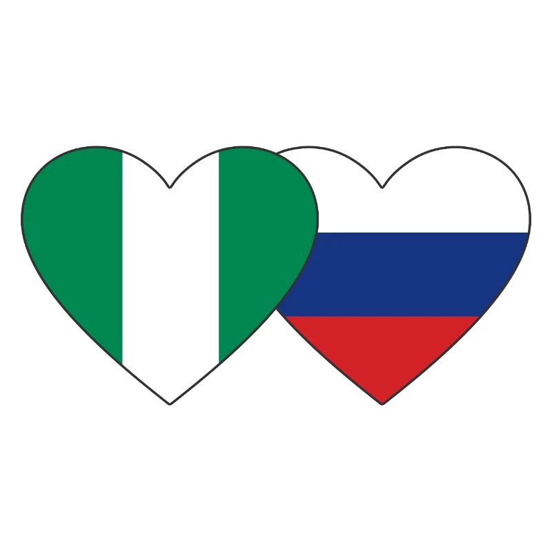 Nigeria Russie Drapeau Coeur