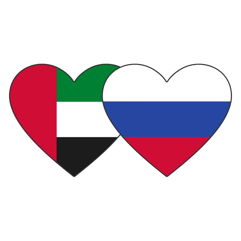 Émirats arabes unis Russie Drapeau Coeur