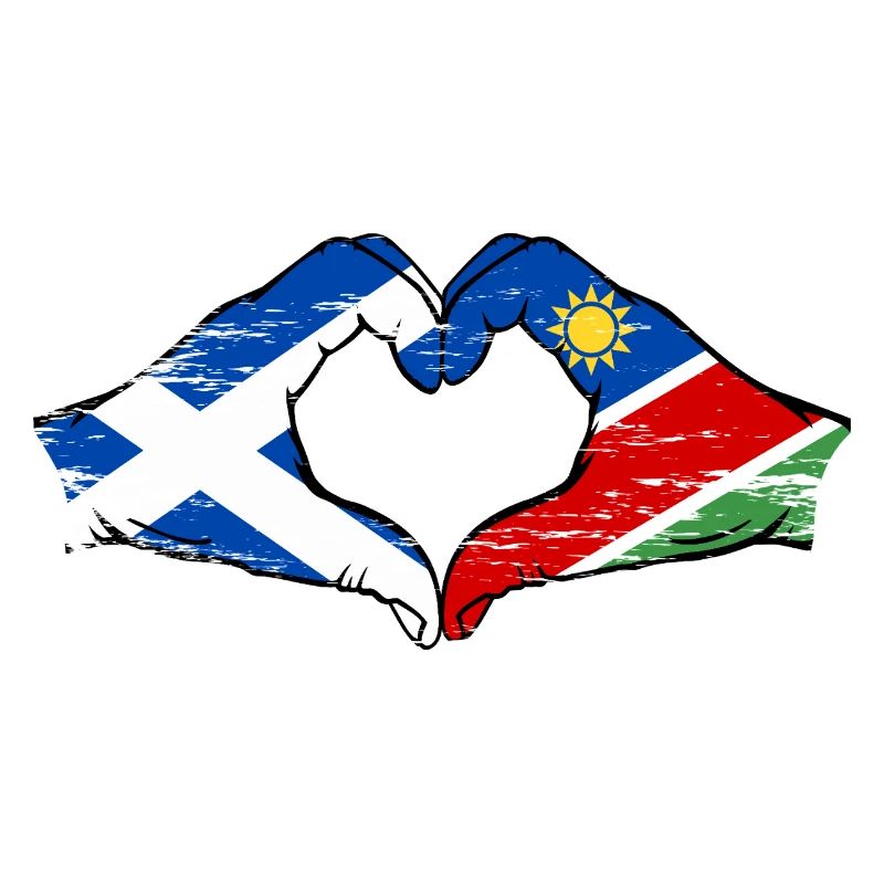Schottland Namibia Flagge Hände Herzform used