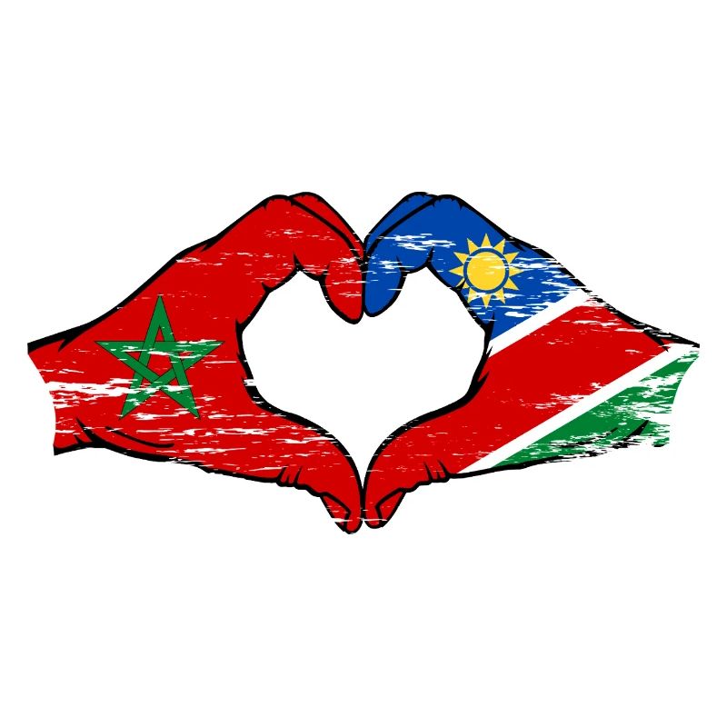 Marokko Namibia Flagge Hände Herzform