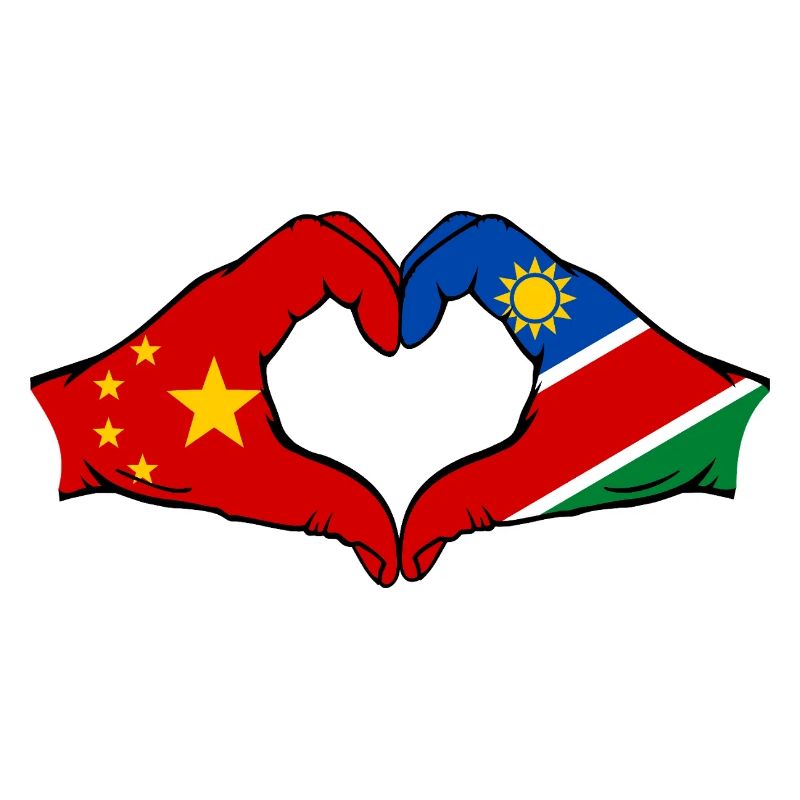 China Namibia Flag Hands Heart Shape