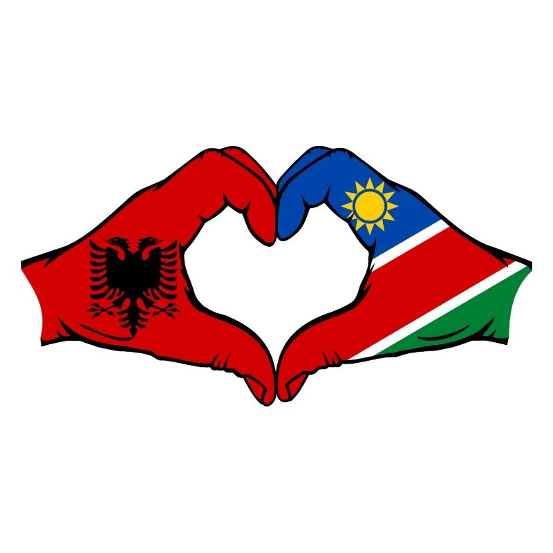Albania Namibia Flag Hands Heart Shape