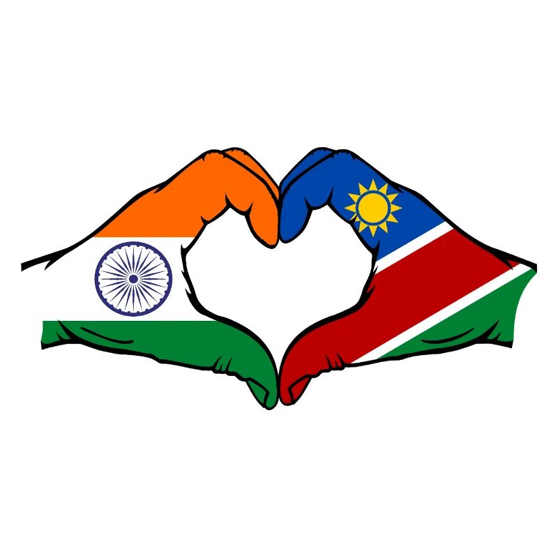 India Namibia Flag Hands Heart Shape