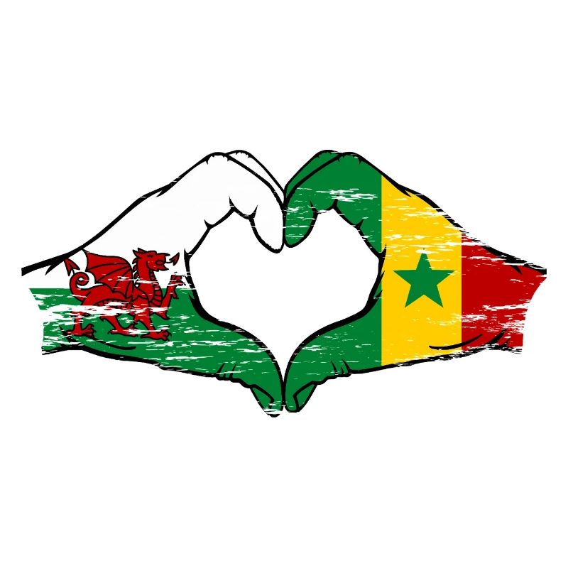 Pays de Galles Drapeau du Sénégal mains forme de coeur utilisé