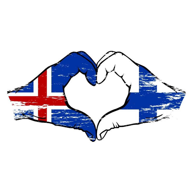 Islande Drapeau Finlande Mains Forme de cœur