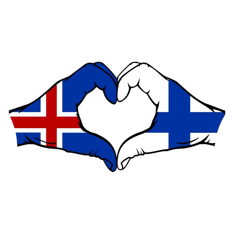 Islande Drapeau Finlande Mains Forme de cœur
