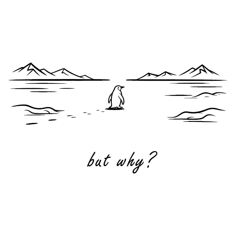 Penguin Heading to Mountain - Nihilist Penguin Tee