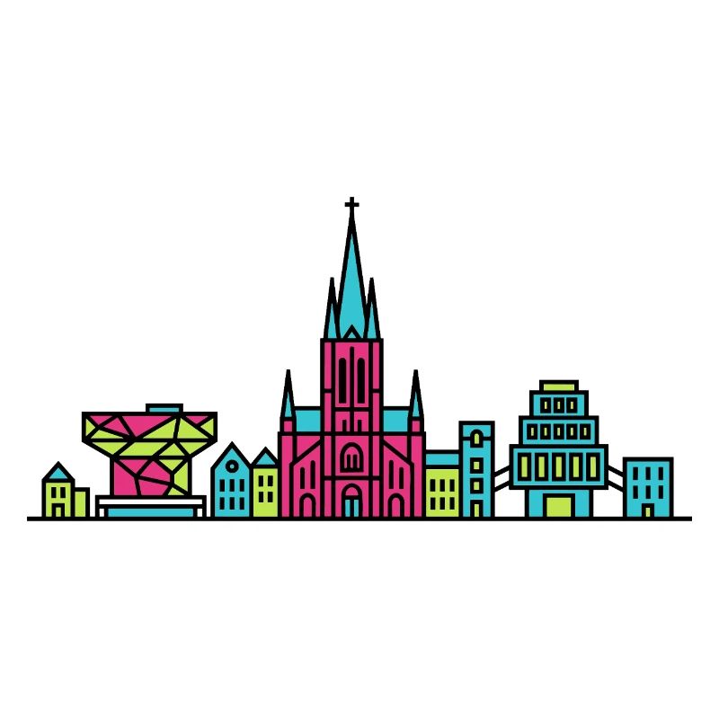Antwerpener Stadtskyline-Kathedrale Moderne Linienkunst
