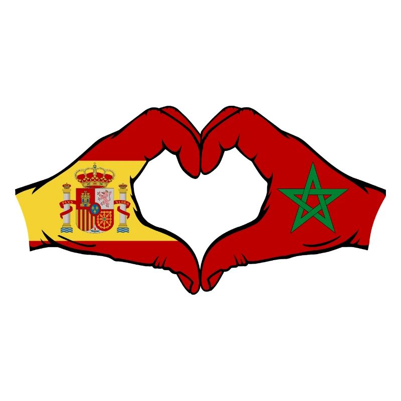 Spain Morocco Flag Hands